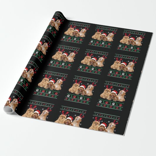 Havanese Dog Reindeer lights UGLY Christmas Pajama Geschenkpapier (Ungerollt)