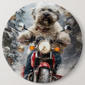 Havanese Dog Riding Motorrad Weihnachten Button (Vorderseite)