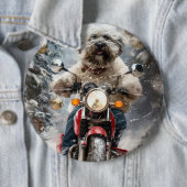 Havanese Dog Riding Motorrad Weihnachten Button (Beispiel)