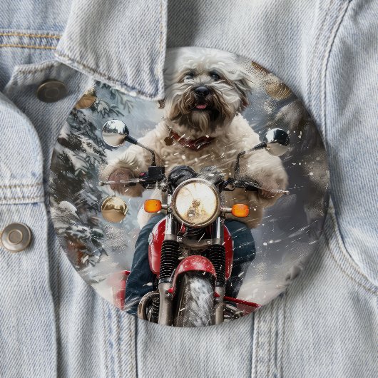 Havanese Dog Riding Motorrad Weihnachten Button (Beispiel)