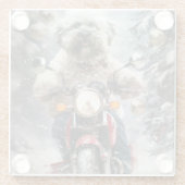 Havanese Dog Riding Motorrad Weihnachten Glasuntersetzer (Rückseite)
