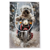 Havanese Dog Riding Motorrad Weihnachten Mittlere Geschenktüte
