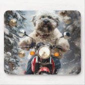 Havanese Dog Riding Motorrad Weihnachten Mousepad (Vorne)