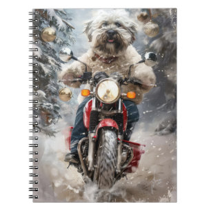 Havanese Dog Riding Motorrad Weihnachten Notizblock