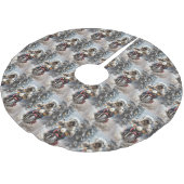 Havanese Dog Riding Motorrad Weihnachten Polyester Weihnachtsbaumdecke (Schrägansicht)