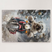 Havanese Dog Riding Motorrad Weihnachten Puzzle (Horizontal)