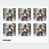 Havanese Dog Riding Motorrad Weihnachten Quadratischer Aufkleber (Blatt)