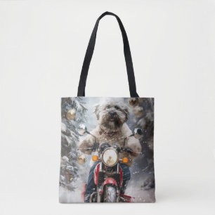 Havanese Dog Riding Motorrad Weihnachten Tasche