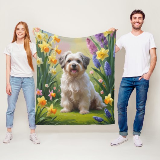 Havanese Dog Spring Blumen Malerei Fleecedecke (Beispiel)