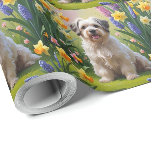 Havanese Dog Spring Blumen Malerei Geschenkpapier (Rolleneckpunkt)