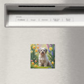 Havanese Dog Spring Blumen Malerei Magnet (In Situ (Geschirrspüler))