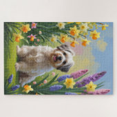 Havanese Dog Spring Blumen Malerei Puzzle (Horizontal)