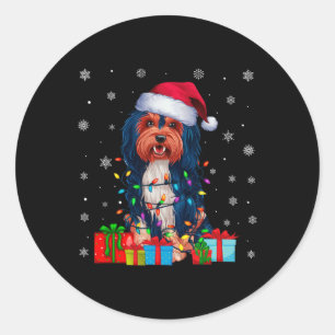 Havanese Dog Ugly Xmas Lights Santa Havanese Dog C Runder Aufkleber