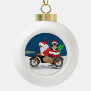 Havanese Dog Weihnachtsmann Keramik Kugel-Ornament