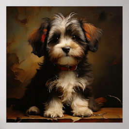 Havanese dog Welppy Realism Square Portrait Poster