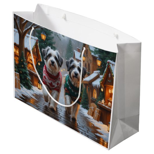 Havanese Dogs Christmas Snow Holiday  Große Geschenktüte (Rückseite Schrägansicht)