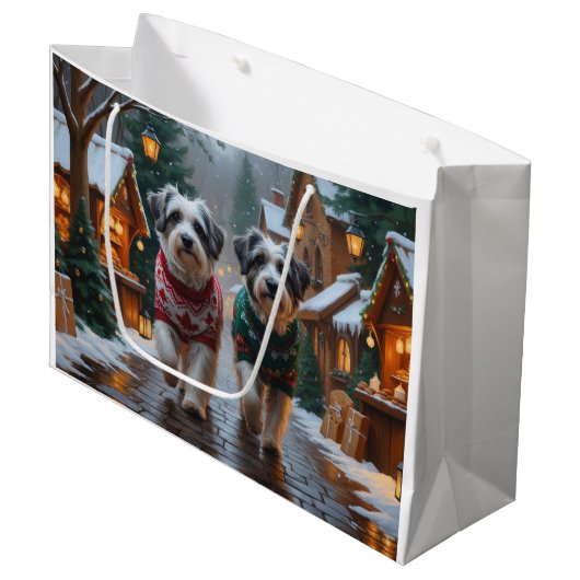 Havanese Dogs Christmas Snow Holiday Große Geschenktüte (Vorderseite Schrägansicht)