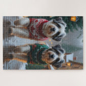 Havanese Dogs Christmas Snow Holiday  Puzzle (Horizontal)