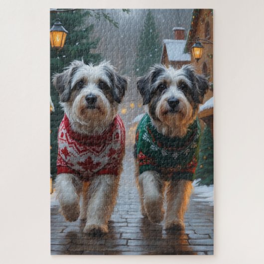 Havanese Dogs Christmas Snow Holiday  Puzzle (Vertikal)
