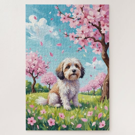 Havanese Frühlings-Kirschblüten-Hund Puzzle (Vertikal)