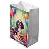 Havanese Geburtstagsfeier Mittlere Geschenktüte (Rückseite Schrägansicht)
