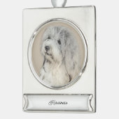 Havanese (Gold Sable) Malerei - Original Hunde Kun Banner-Ornament Silber (Links)