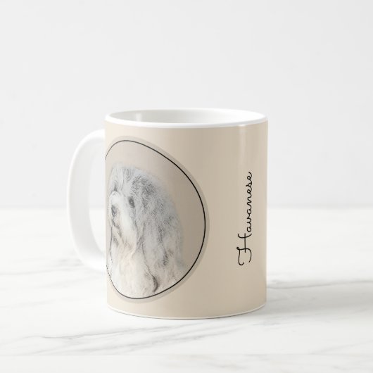 Havanese (Gold Sable) Malerei - Original Hunde Kun Kaffeetasse (Vorderseite Links)