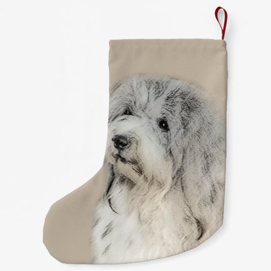 Havanese (Gold Sable) Malerei - Original Hunde Kun Kleiner Weihnachtsstrumpf (Rückseite)