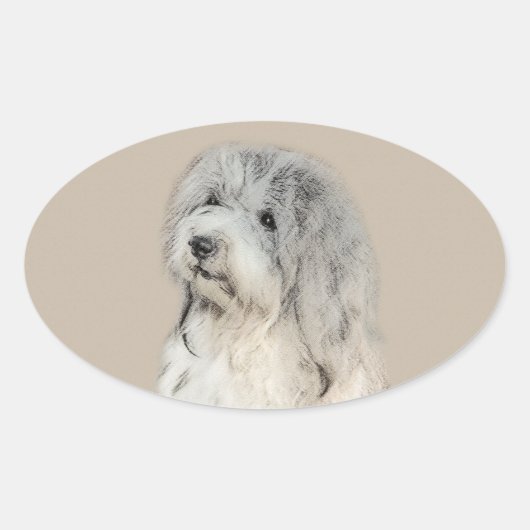 Havanese (Gold Sable) Malerei - Original Hunde Kun Ovaler Aufkleber (Vorderseite)
