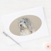 Havanese (Gold Sable) Malerei - Original Hunde Kun Ovaler Aufkleber (Umschlag)