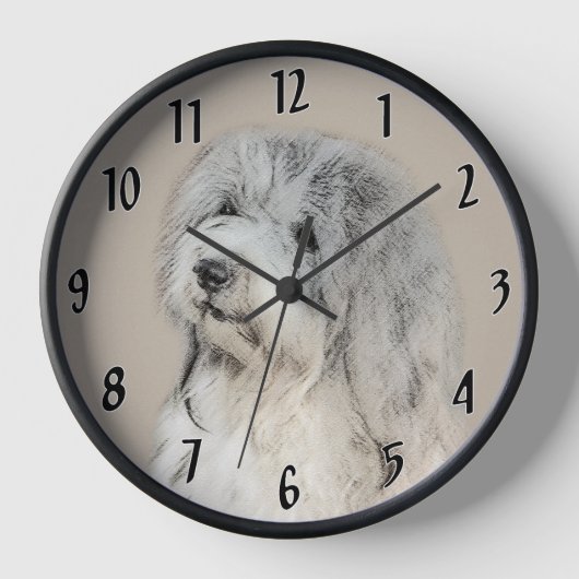 Havanese (Gold Sable) Malerei - Original Hunde Kun Uhr (Vorderseite)