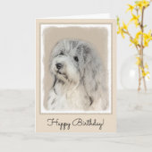 Havanese (Gold Sable) Malerei - Original Hundekuns Karte (Gelbe Blume)