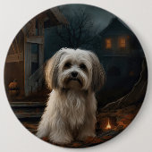 Havanese Halloween Beängstigend Button (Vorderseite)