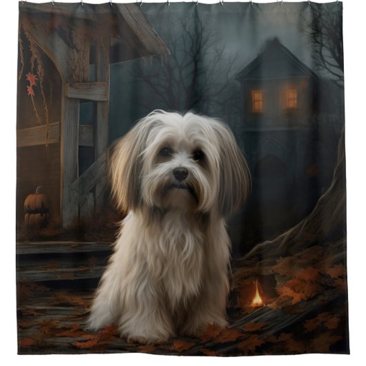 Havanese Halloween Beängstigend Duschvorhang (Vorderseite)