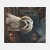 Havanese Halloween Beängstigend Fleecedecke (Vorderseite (Horizontal))