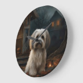 Havanese Halloween Beängstigend Große Wanduhr (Winkel)