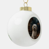 Havanese Halloween Beängstigend Keramik Kugel-Ornament (Links)
