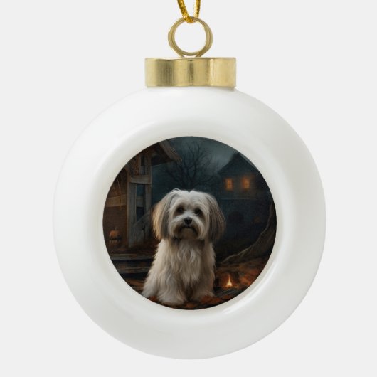 Havanese Halloween Beängstigend Keramik Kugel-Ornament (Vorderseite)