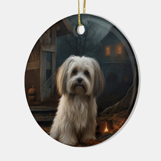 Havanese Halloween Beängstigend Keramik Ornament (Links)