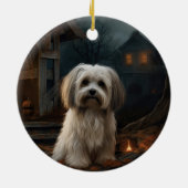 Havanese Halloween Beängstigend Keramik Ornament (Hinten)