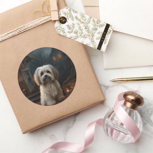 Havanese Halloween Beängstigend Runder Aufkleber (Schenken)