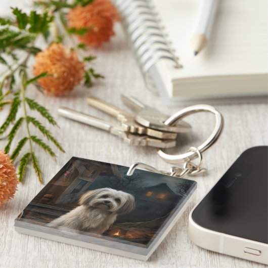 Havanese Halloween Beängstigend Schlüsselanhänger (Vorderseite rechts)