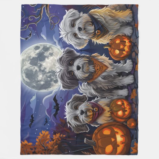 Havanese Halloween Spooky Fleecedecke (Vorderseite)