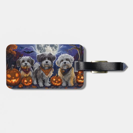 Havanese Halloween Spooky Gepäckanhänger (Rückseite horizontal)