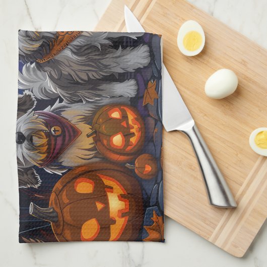 Havanese Halloween Spooky Geschirrtuch (Viertel Falte)