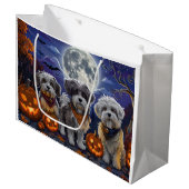 Havanese Halloween Spooky Große Geschenktüte (Vorderseite Schrägansicht)