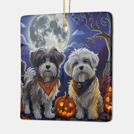 Havanese Halloween Spooky Keramikornament (Links)