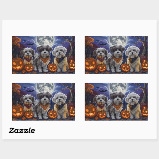 Havanese Halloween Spooky Rechteckiger Aufkleber (Blatt)