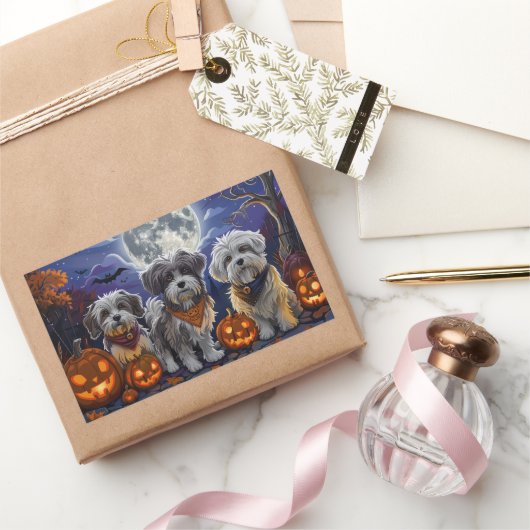 Havanese Halloween Spooky Rechteckiger Aufkleber (Schenken)