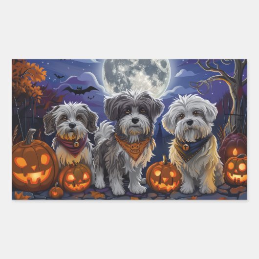 Havanese Halloween Spooky Rechteckiger Aufkleber (Vorderseite)
